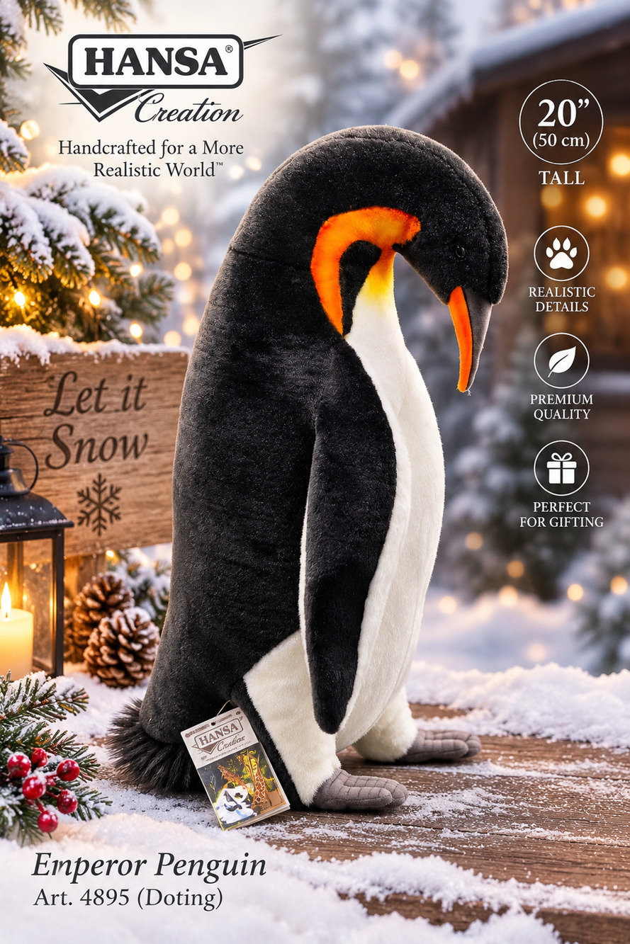 Hansa 4895 Emperor Penguin 20" Realistic Plush Stuffed Animal w/ Original Tags
